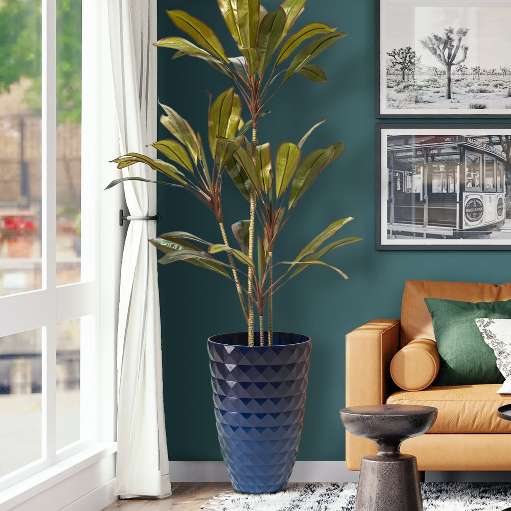 Glitzhome 19,75 H Pot de fleurs haut surdimensionné écologique en fausse céramique à texture diamant (lot de 2)