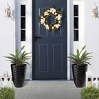 Glitzhome 19,75 H Pot de fleurs haut surdimensionné écologique en fausse céramique à texture diamant (lot de 2)