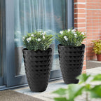 Glitzhome 19,75 H Pot de fleurs haut surdimensionné écologique en fausse céramique à texture diamant (lot de 2)