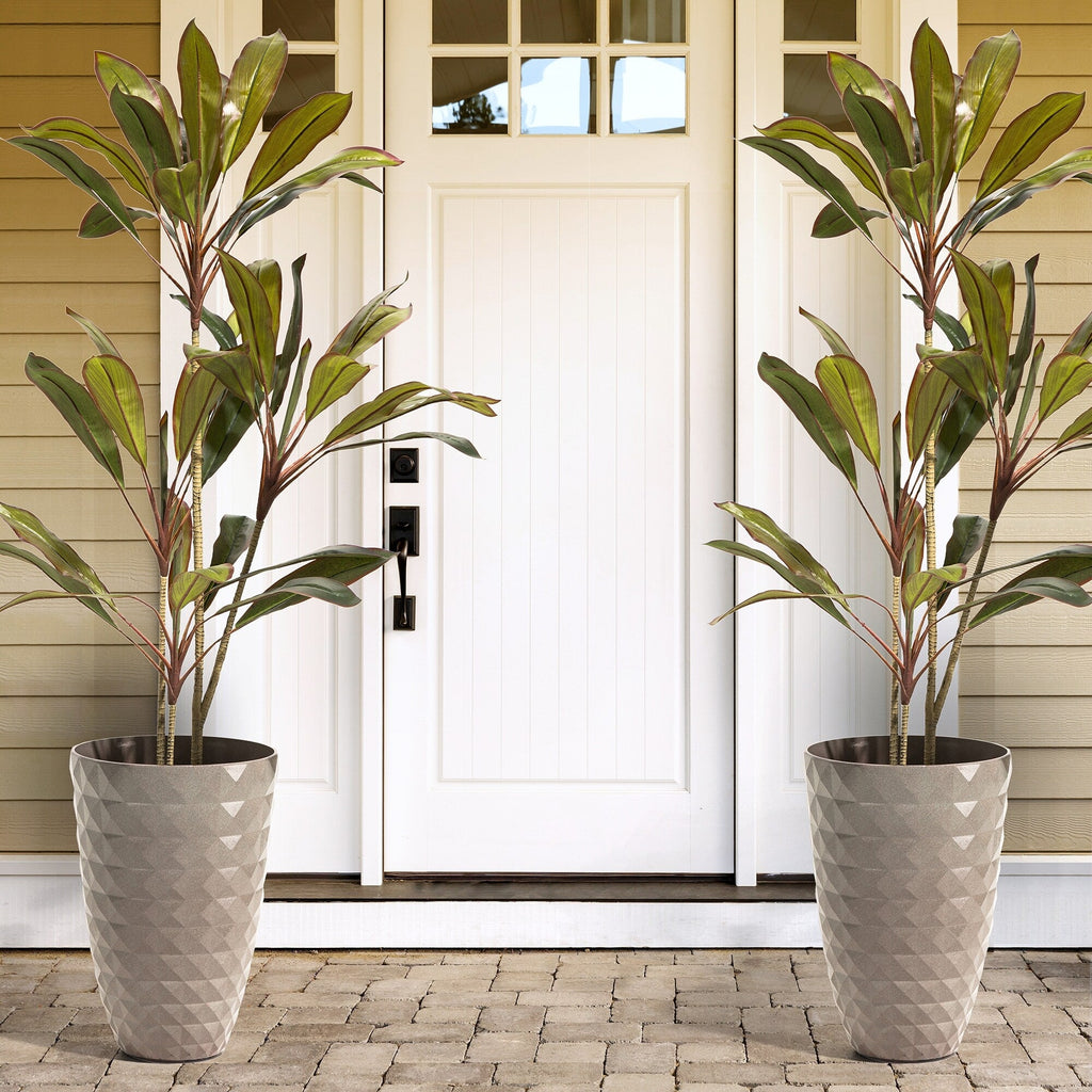 Glitzhome 19,75 H Pot de fleurs haut surdimensionné écologique en fausse céramique à texture diamant (lot de 2)