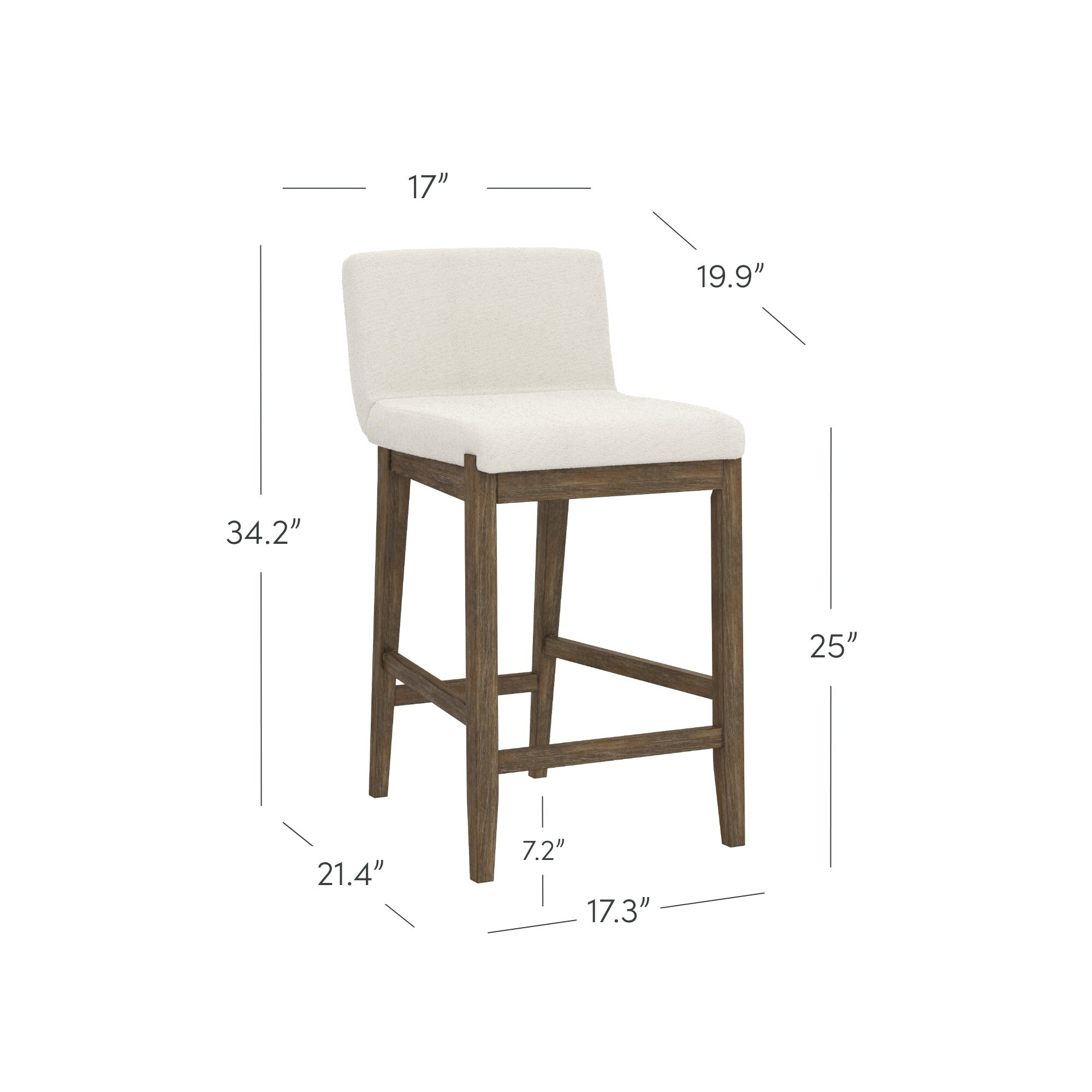 Tabouret de bar moderne Gracie, chaise rembourrée en boucle et pieds en bois brossé