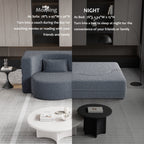 Canapé-lit convertible en tissu Teddy gris 78 pouces, garni de mousse, avec 2 oreillers et matelas pliant pour le salon