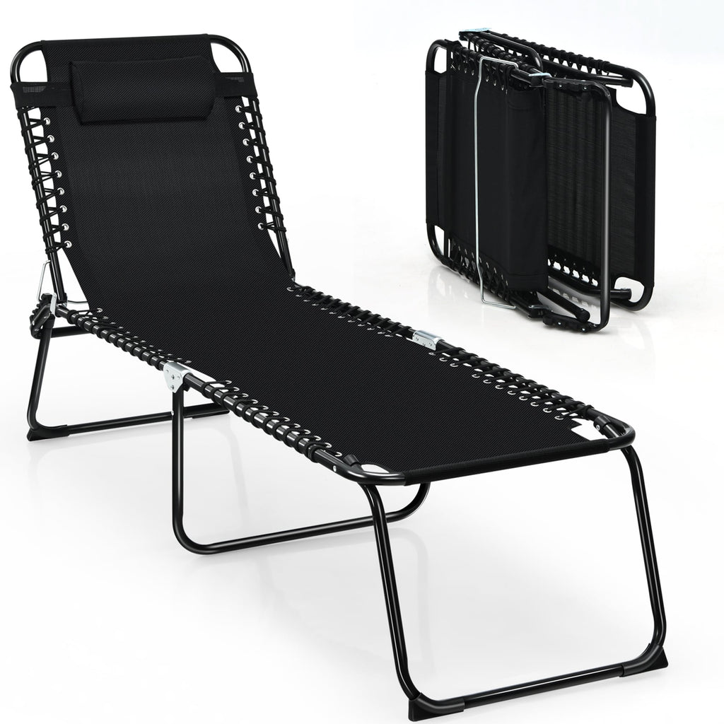 Chaise longue de plage pliante Gymax avec oreiller, 4 niveaux