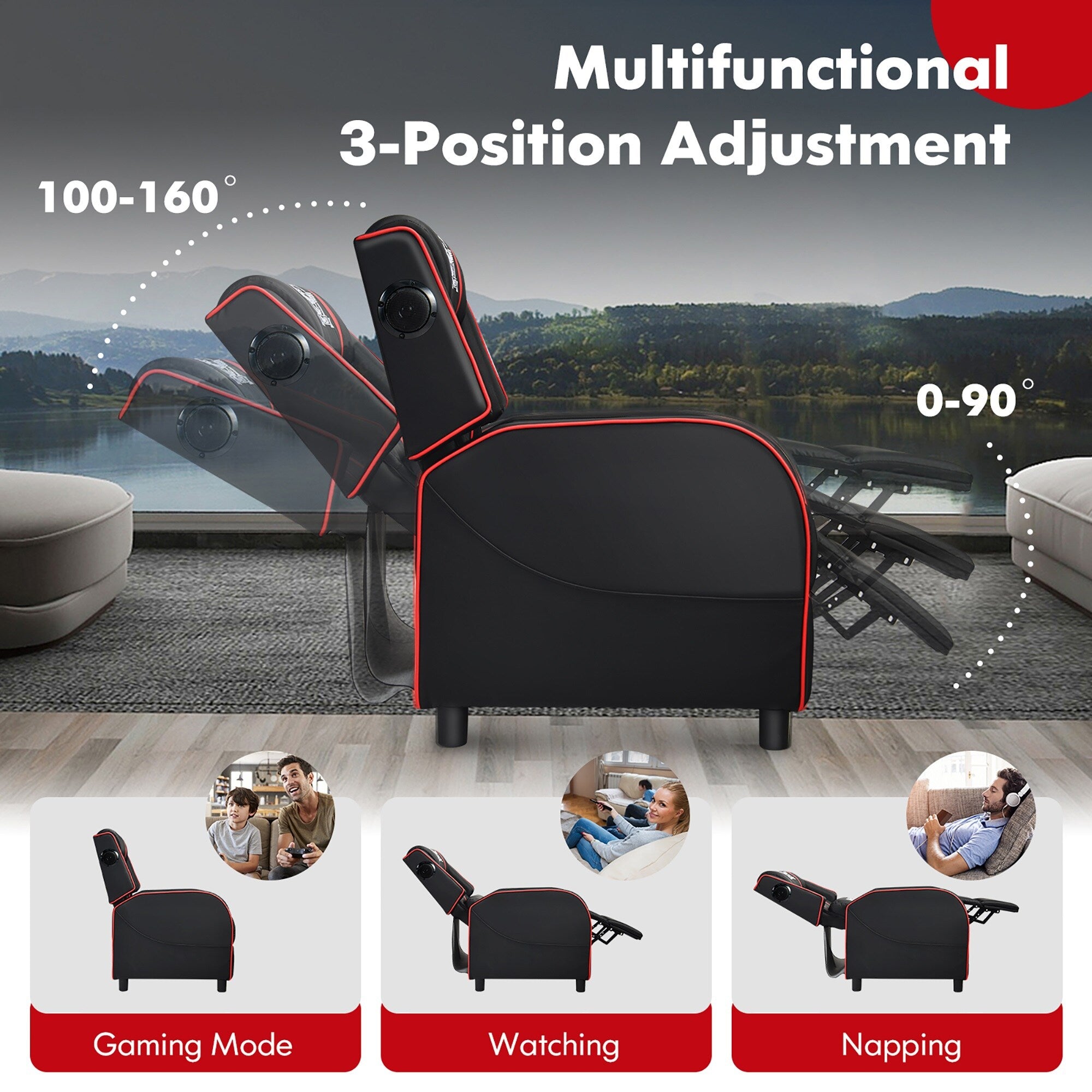 Fauteuil de massage inclinable Gymax en cuir synthétique