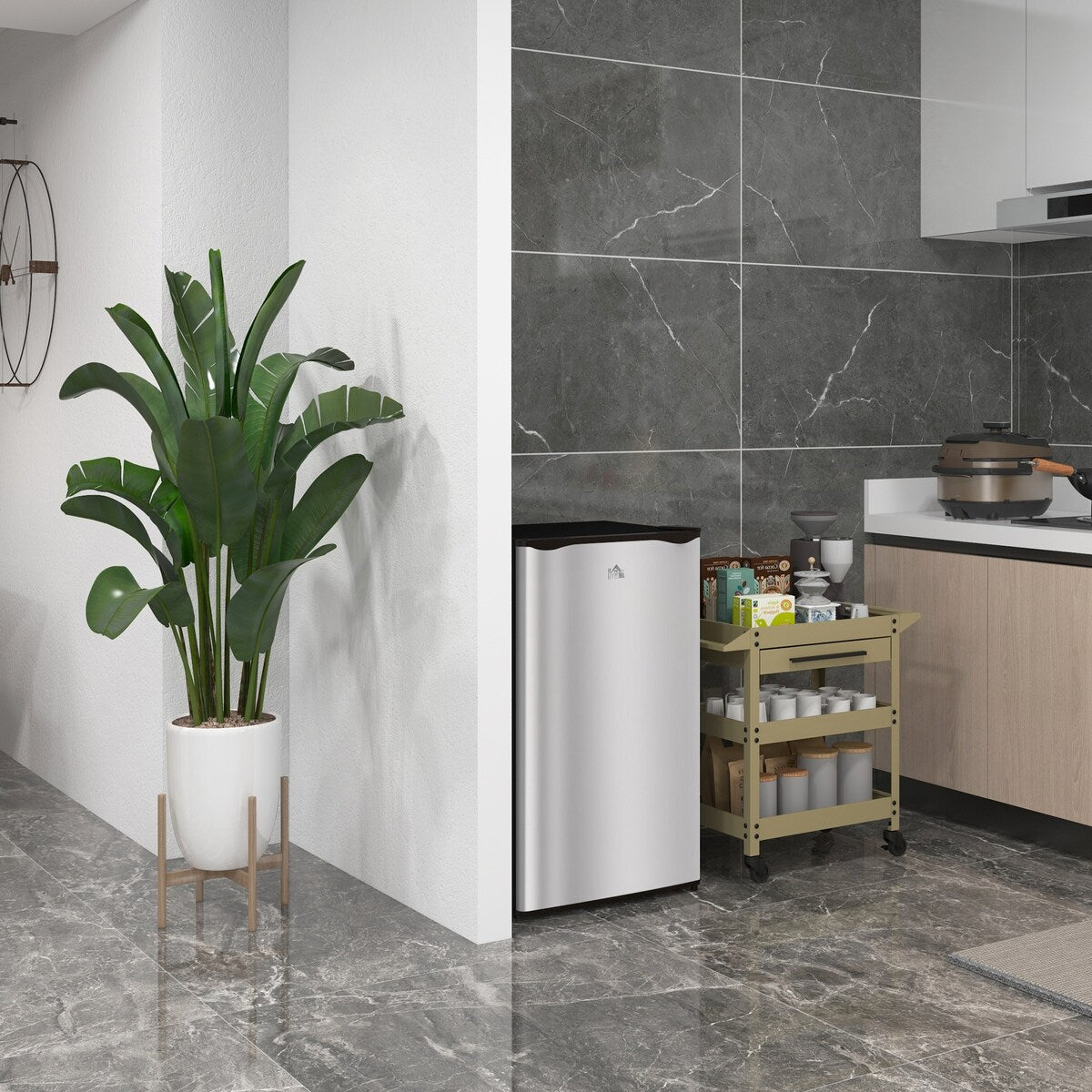 Mini-réfrigérateur HOMCOM de 3,2 pi³ avec congélateur, réfrigérateur compact à une porte avec thermostat réglable