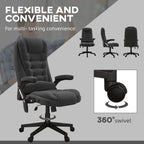 Fauteuil de bureau HOMCOM à 6 points de massage vibrant et chauffant, dossier haut en velours avec dossier inclinable