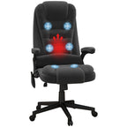 Fauteuil de bureau HOMCOM à 6 points de massage vibrant et chauffant, dossier haut en velours avec dossier inclinable