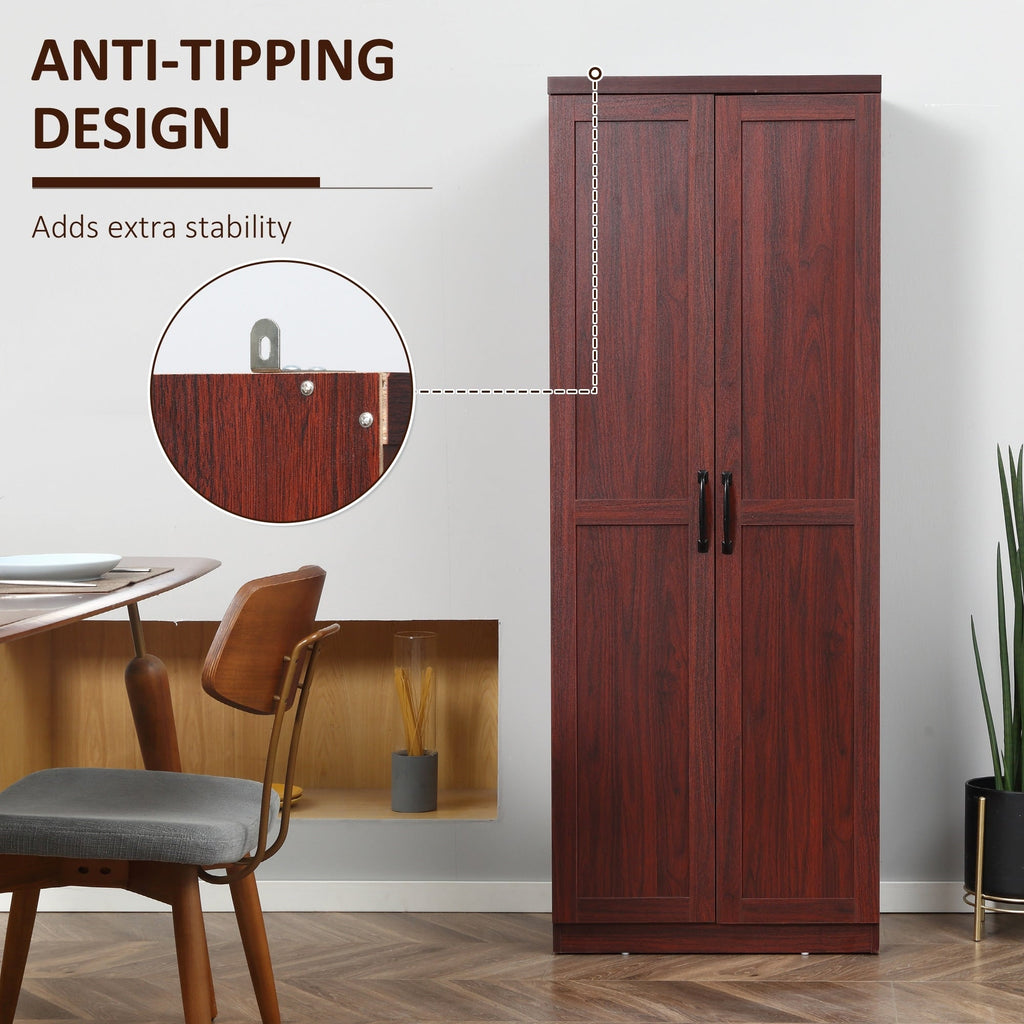 HOMCOM 63 Garde-manger de cuisine 2 portes, meuble de rangement indépendant avec étagères à 5 niveaux et 2 étagères réglables pour salle à manger