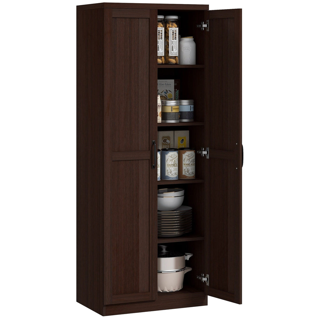 HOMCOM 63 Garde-manger de cuisine 2 portes, meuble de rangement indépendant avec étagères à 5 niveaux et 2 étagères réglables pour salle à manger