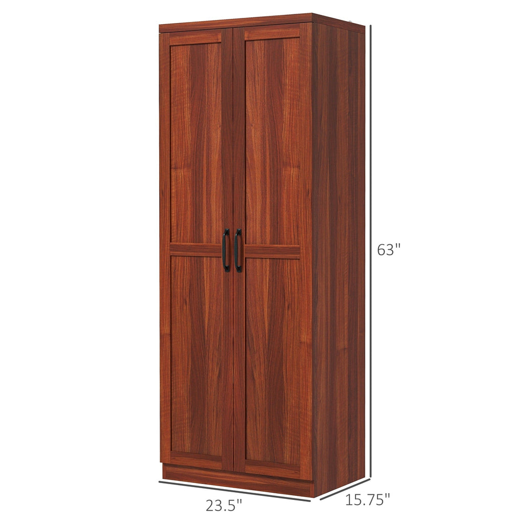 HOMCOM 63 Garde-manger de cuisine 2 portes, meuble de rangement indépendant avec étagères à 5 niveaux et 2 étagères réglables pour salle à manger