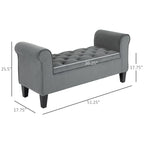 Banc ottoman de rangement capitonné à boutons HOMCOM, banc de lit rembourré avec accoudoirs roulés pour chambre, salon ou couloir