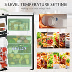 Mini-réfrigérateur HOMCOM à deux portes avec congélateur, réfrigérateur compact de 3,2 pi³ avec étagère réglable, thermostat réglable