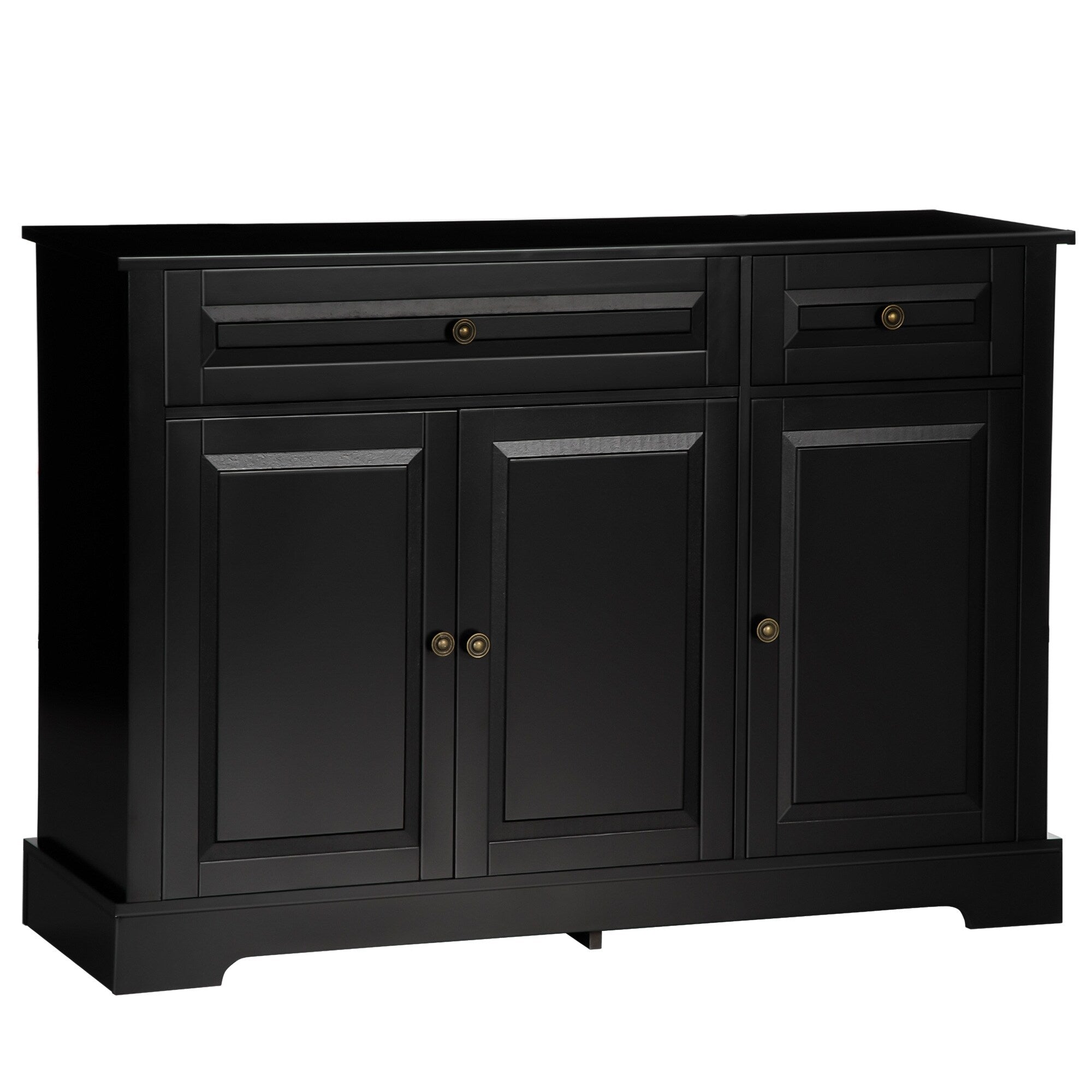 Buffet moderne HOMCOM avec placards de rangement, 2 tiroirs et étagères réglables, noir