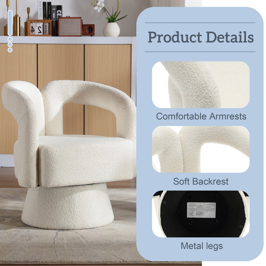 Fauteuils d'appoint pivotants à 360 degrés rembourrés Boucle de HOMEFUN