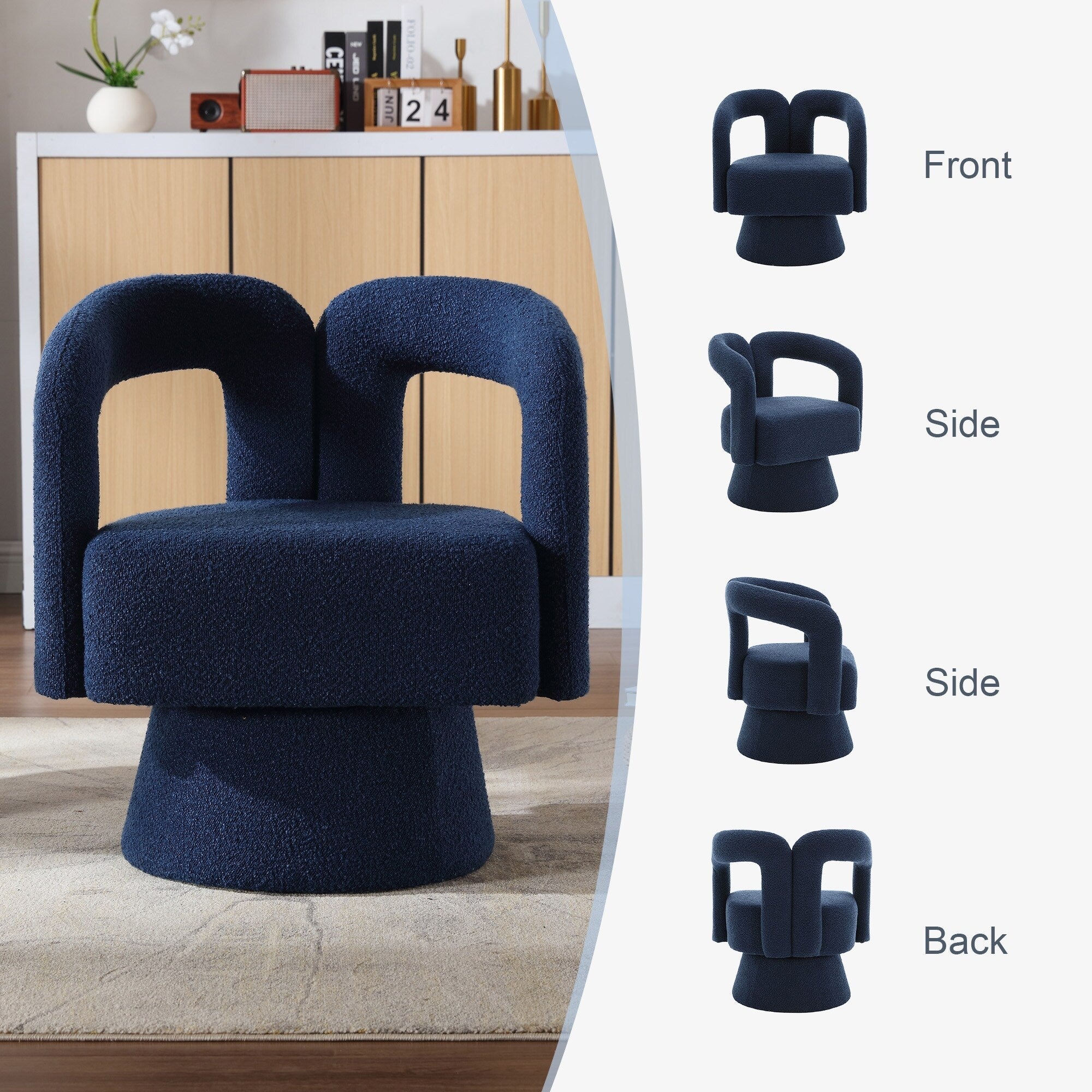 Fauteuils d'appoint pivotants à 360 degrés rembourrés Boucle de HOMEFUN