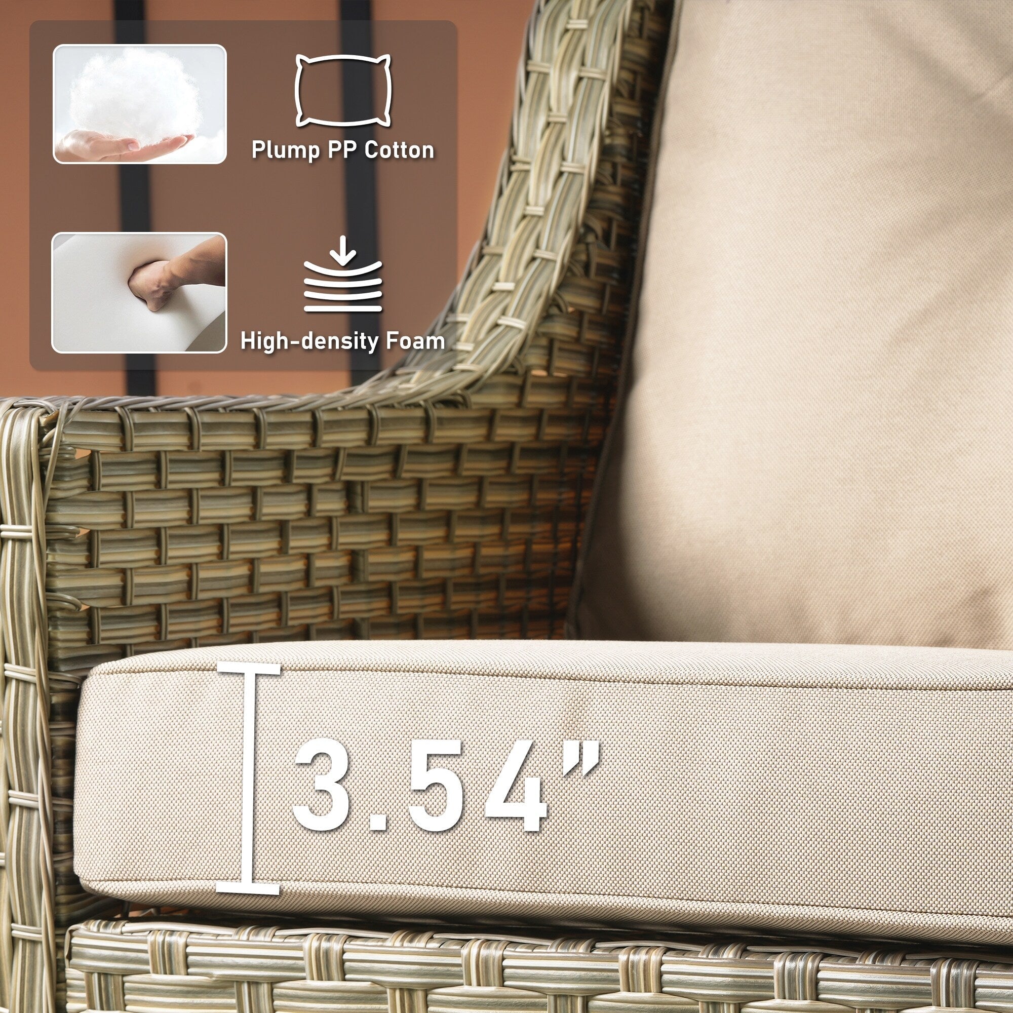 Ensemble de 2 chaises de patio d'extérieur en rotin et osier à dossier haut HOOOWOOO