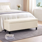 Pouf de rangement rectangulaire rembourré 50,3 x 17,50 x 18 po - Similicuir