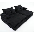 Canapé-lit Harmonia 109 W surdimensionné en velours côtelé, siège profond, double méridienne avec 4 oreillers