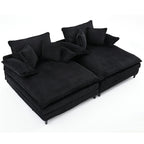 Canapé-lit Harmonia 109 W surdimensionné en velours côtelé, siège profond, double méridienne avec 4 oreillers