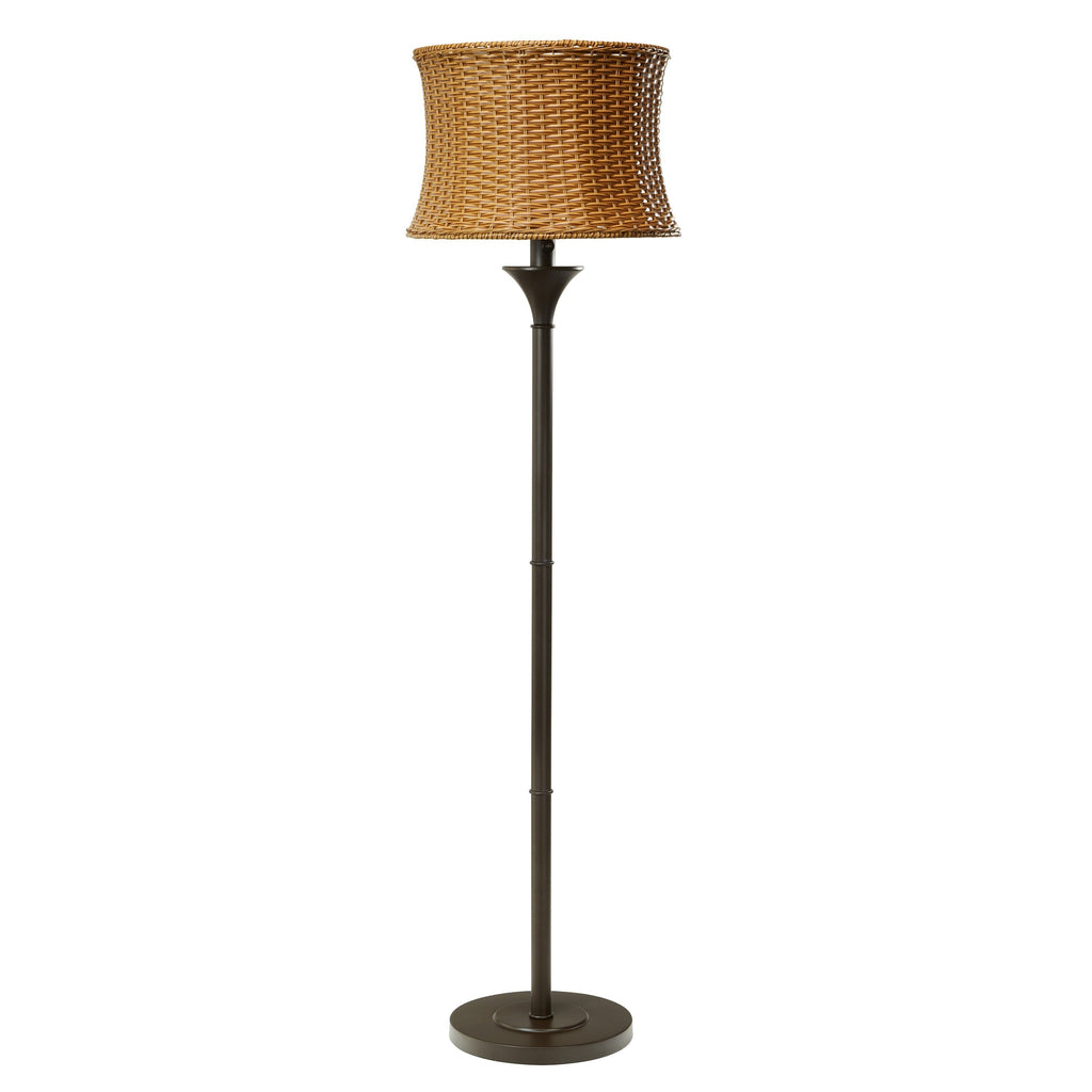 Lampadaire d'extérieur et d'intérieur Havenside Home Pocologan 151 cm (59,5 pouces) en osier tressé - 41,3 cm (16,25 pouces) L x 41,3 cm (16,25 pouces) l x 151,1 cm (59,5 pouces) H