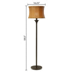 Lampadaire d'extérieur et d'intérieur Havenside Home Pocologan 151 cm (59,5 pouces) en osier tressé - 41,3 cm (16,25 pouces) L x 41,3 cm (16,25 pouces) l x 151,1 cm (59,5 pouces) H