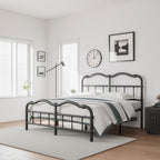 Cadre de lit en métal robuste de 14 pouces de haut avec style vintage, supporte jusqu'à 2500 lb, assemblage facile et sans grincement