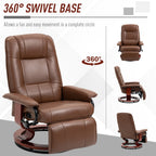 Fauteuil inclinable manuel pivotant et réglable en similicuir HomCom avec repose-pieds confortable et relaxant