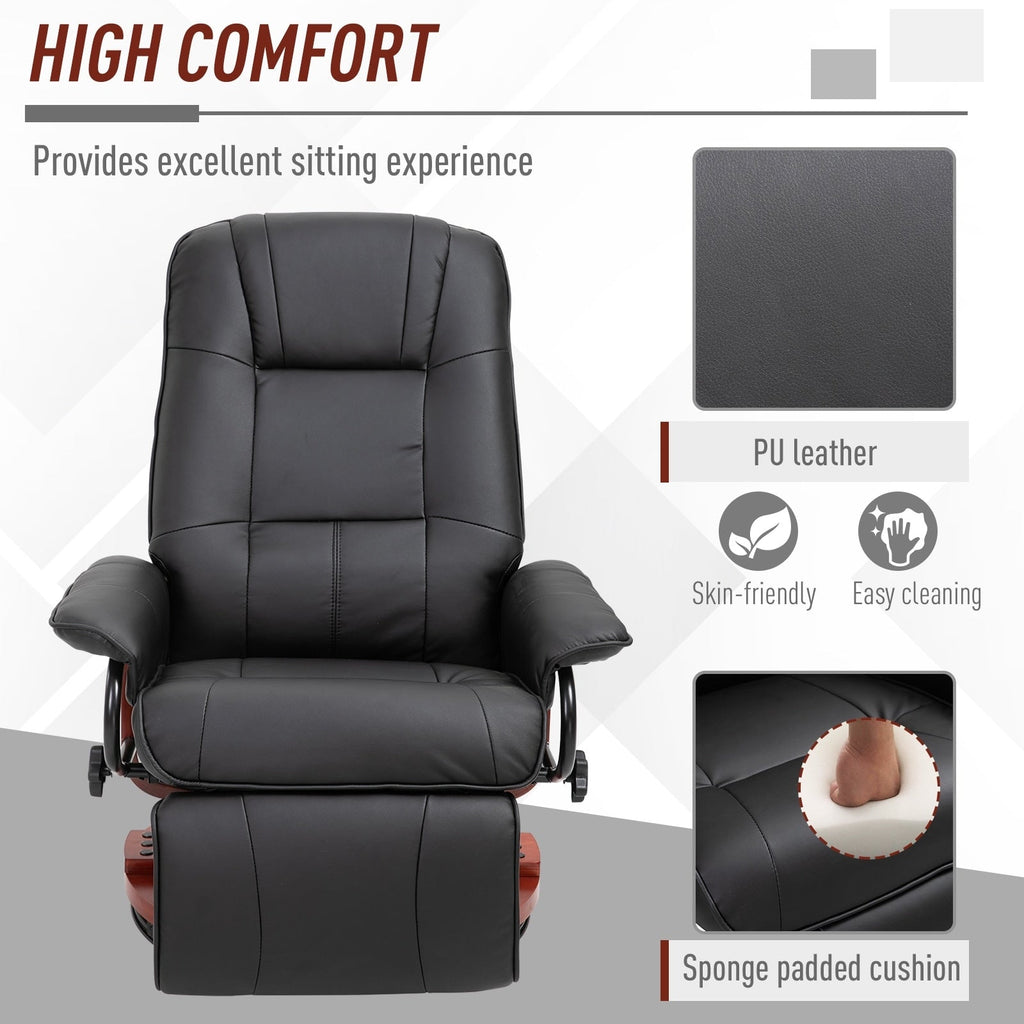 Fauteuil inclinable manuel pivotant et réglable en similicuir HomCom avec repose-pieds confortable et relaxant