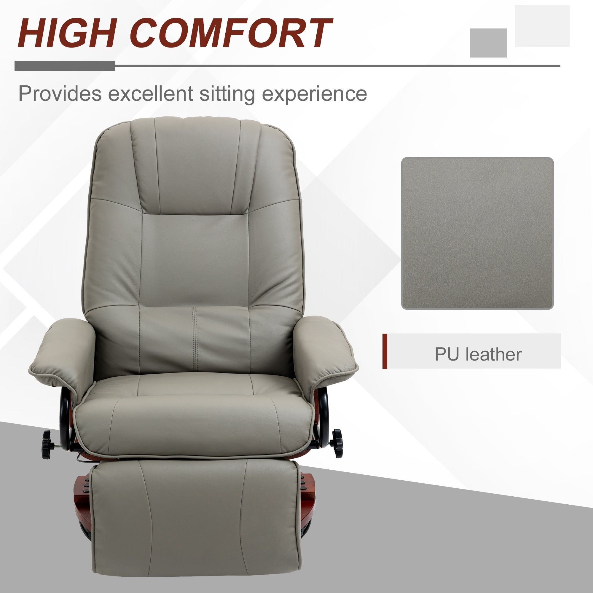 Fauteuil inclinable manuel pivotant et réglable en similicuir HomCom avec repose-pieds confortable et relaxant
