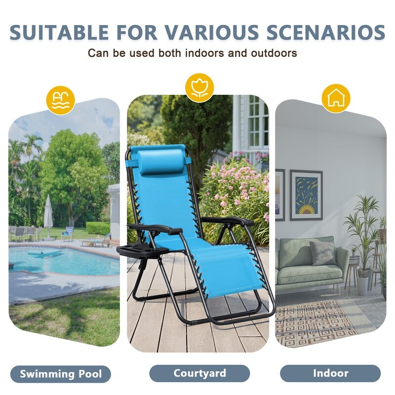 Ensemble de 2 chaises longues de jardin Homall à gravité zéro avec coussins