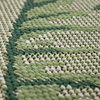 Tapis d'intérieur et d'extérieur à motif de feuilles de palmier tropicales pour terrasse, coloris vert et beige