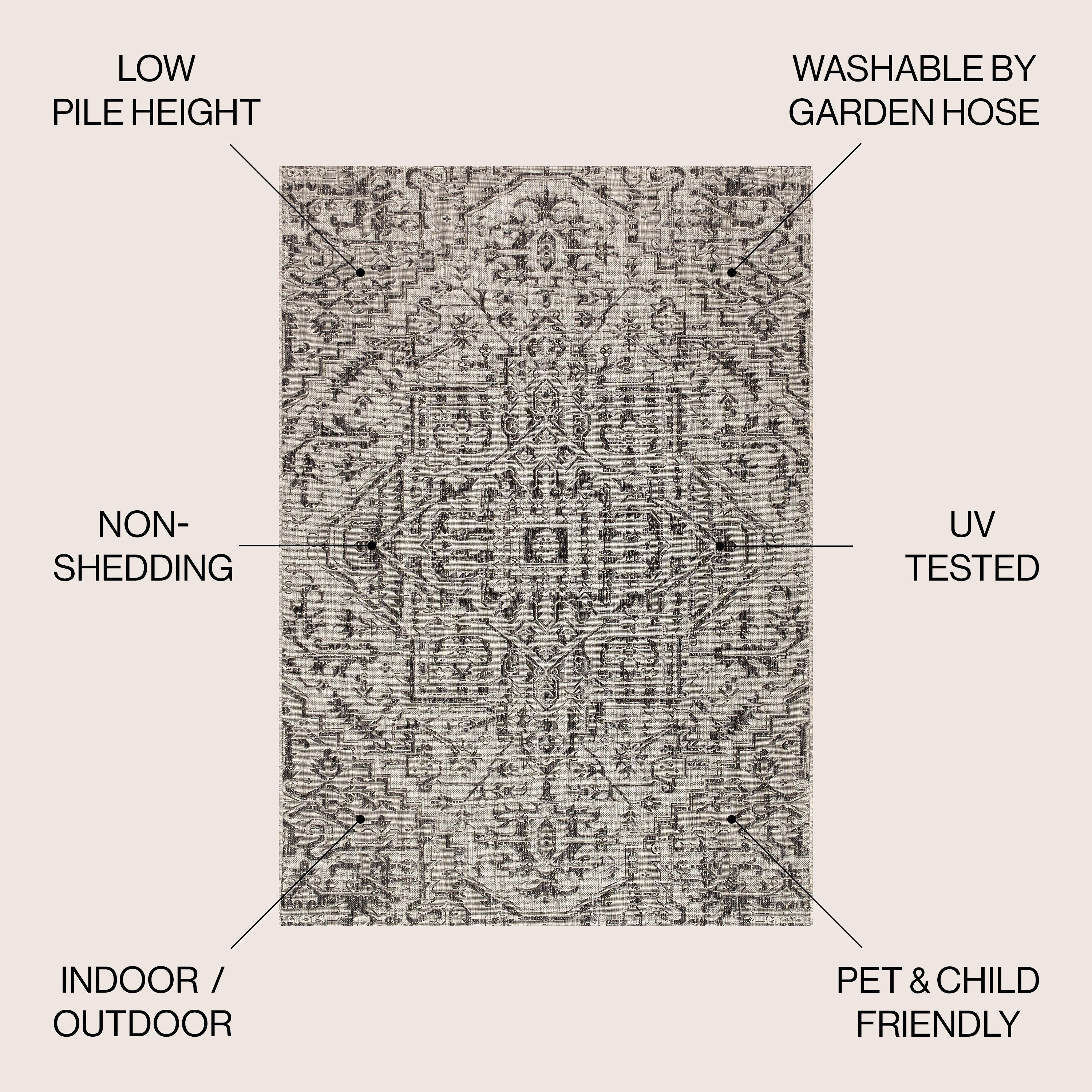 Tapis d'intérieur/extérieur JONATHAN Y Charleston Medallion