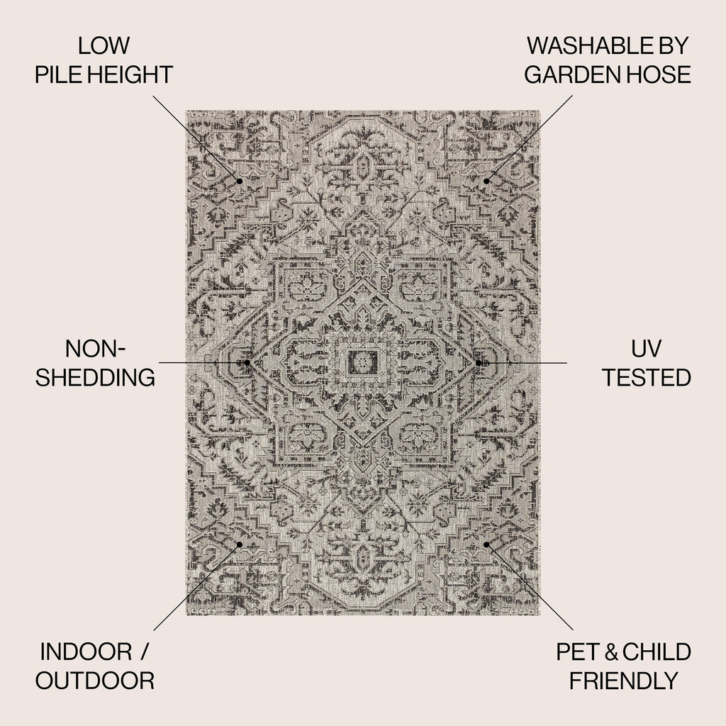 Tapis d'intérieur/extérieur JONATHAN Y Charleston Medallion