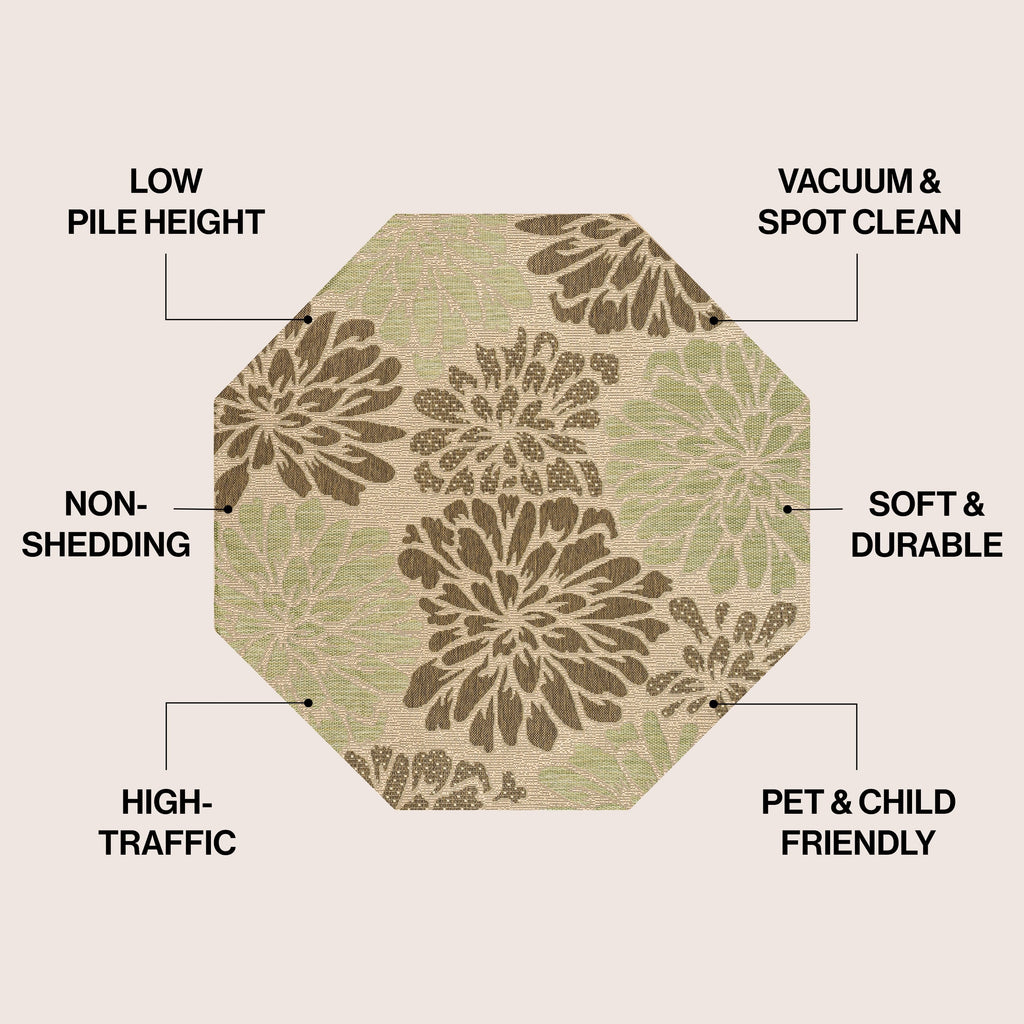 Tapis d'intérieur/extérieur JONATHAN Y à motif floral tissé texturé