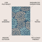 Tapis d'intérieur/extérieur JONATHAN Y à motif floral tissé texturé