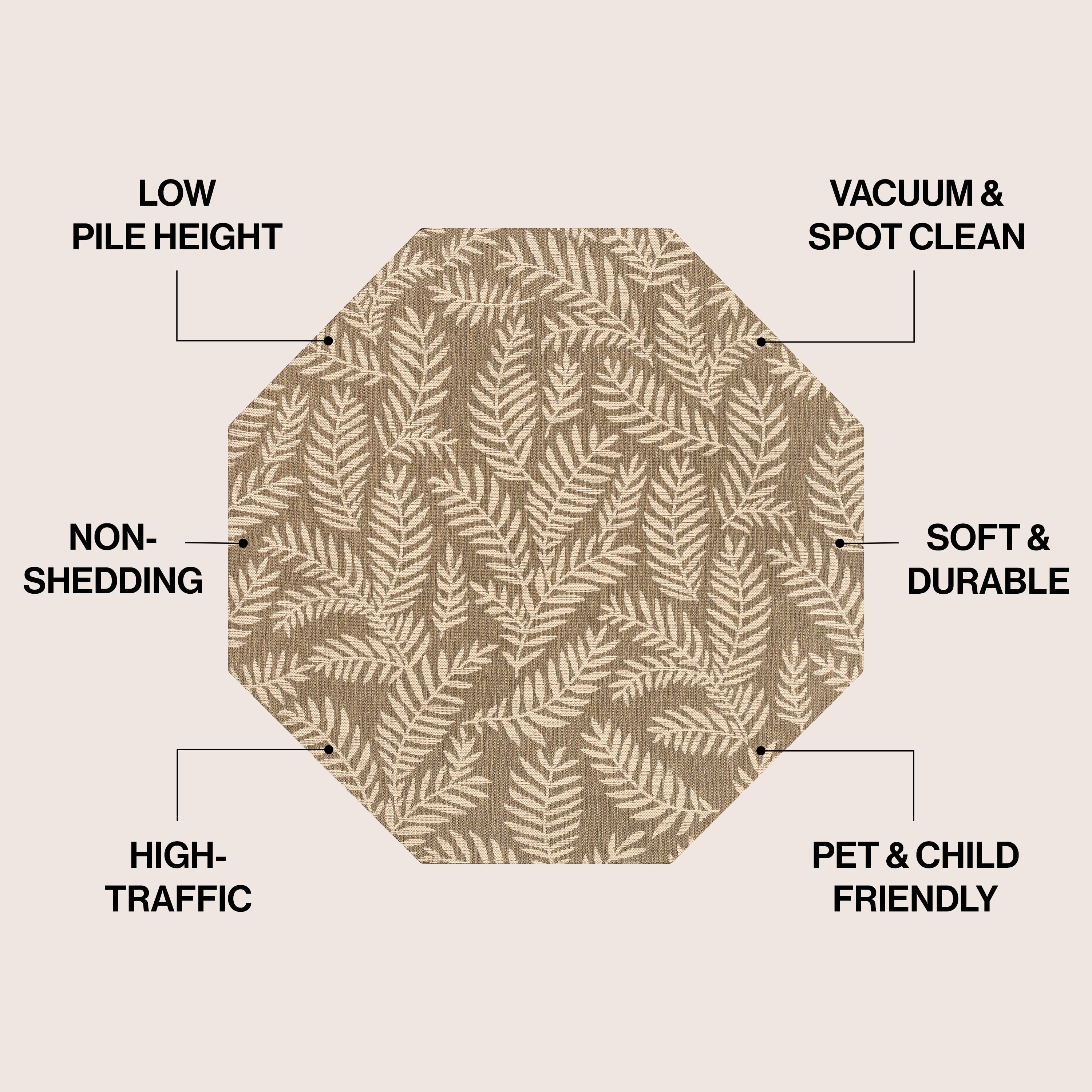 JONATHAN Y Tapis intérieur/extérieur à fronde de palmier Galon