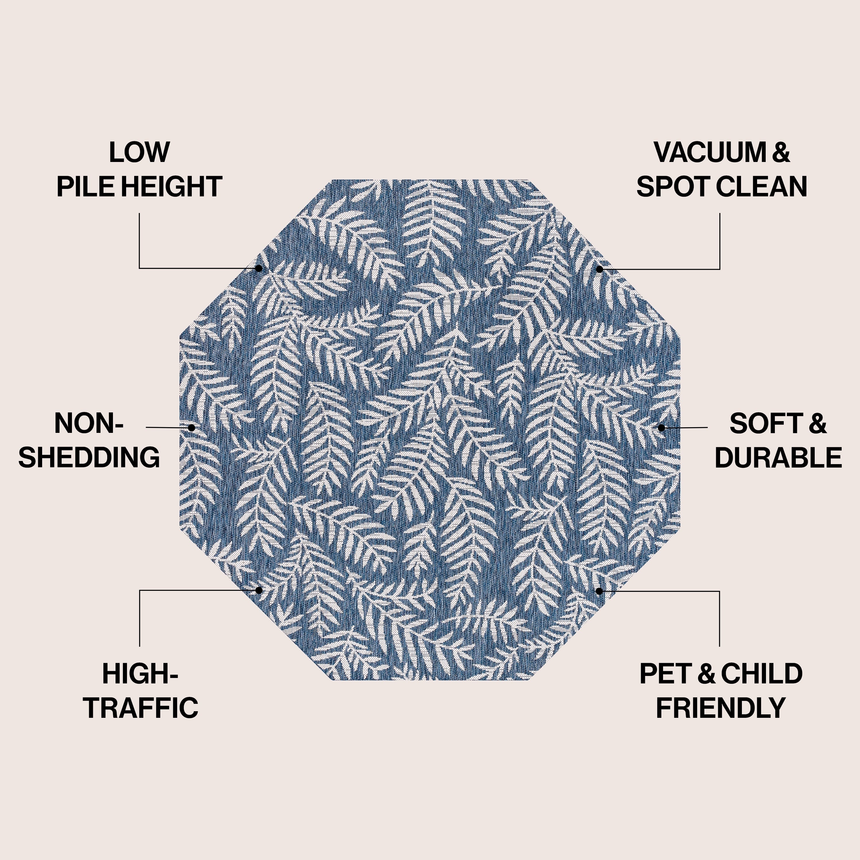 JONATHAN Y Tapis intérieur/extérieur à fronde de palmier Galon