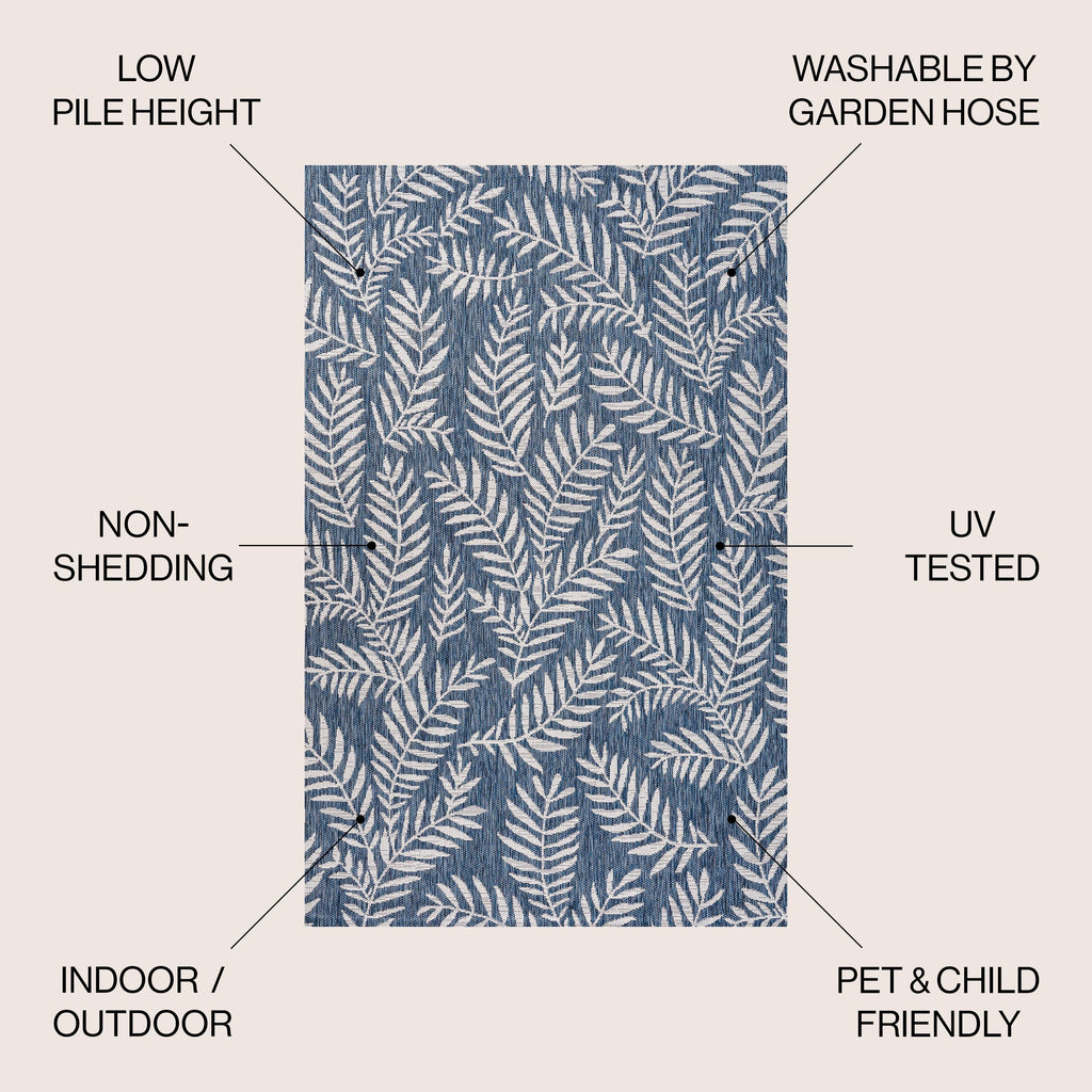 JONATHAN Y Tapis intérieur/extérieur à fronde de palmier Galon