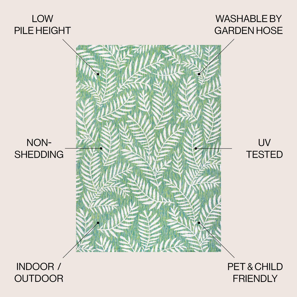 JONATHAN Y Tapis intérieur/extérieur à fronde de palmier Galon