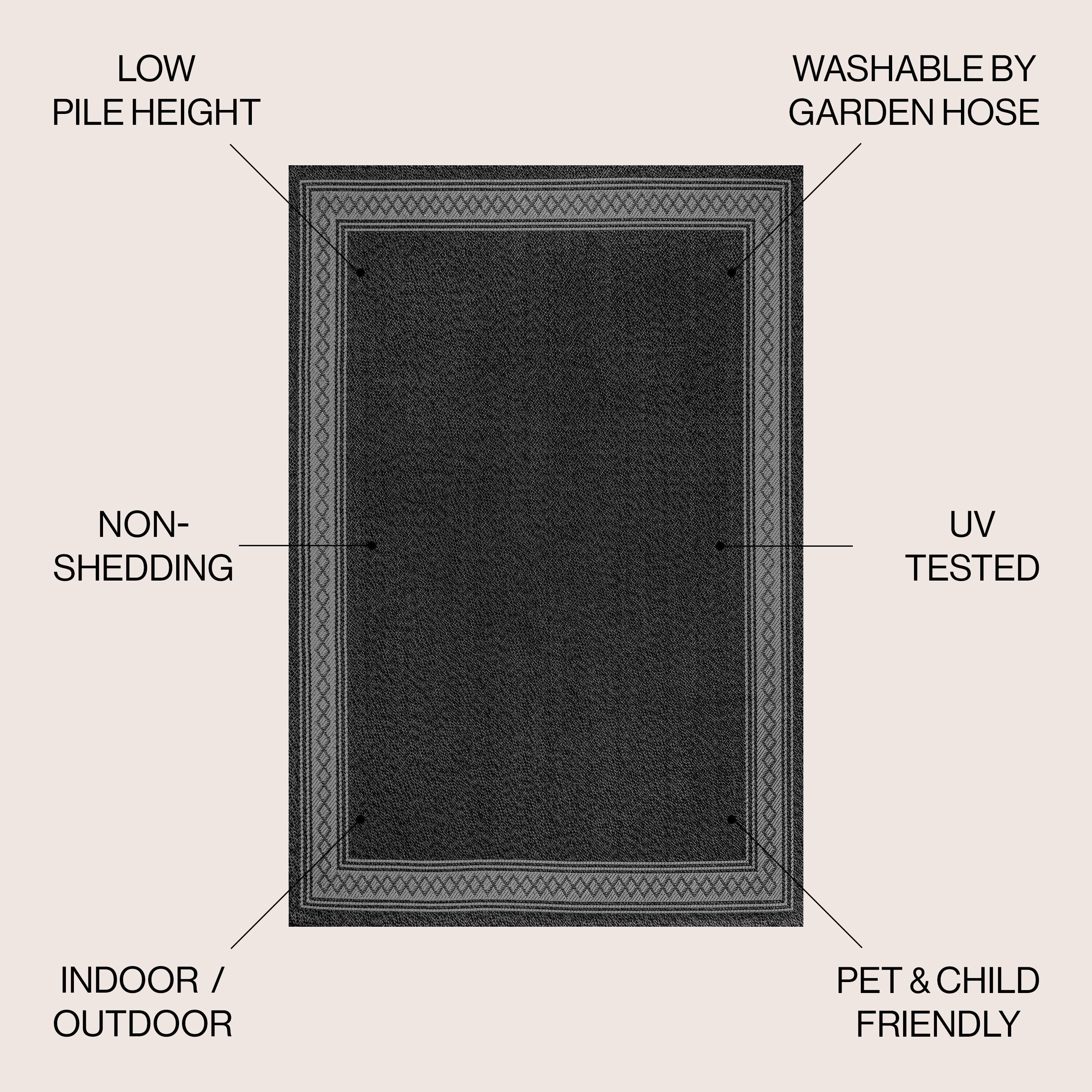 Tapis d'intérieur/extérieur JONATHAN Y Havana Classic à bordure losanges