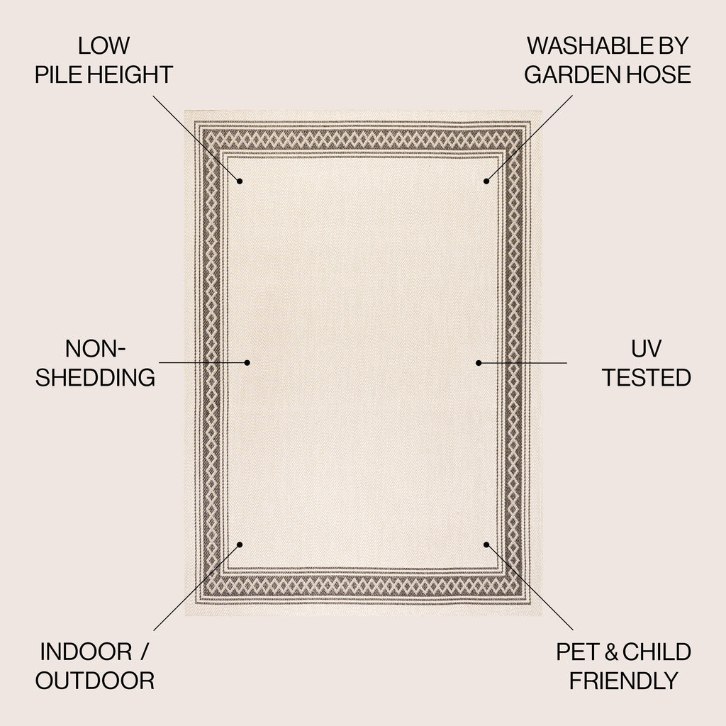 Tapis d'intérieur/extérieur JONATHAN Y Havana Classic à bordure losanges