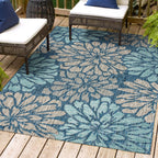 Tapis d'intérieur/extérieur JONATHAN Y à motif floral tissé texturé
