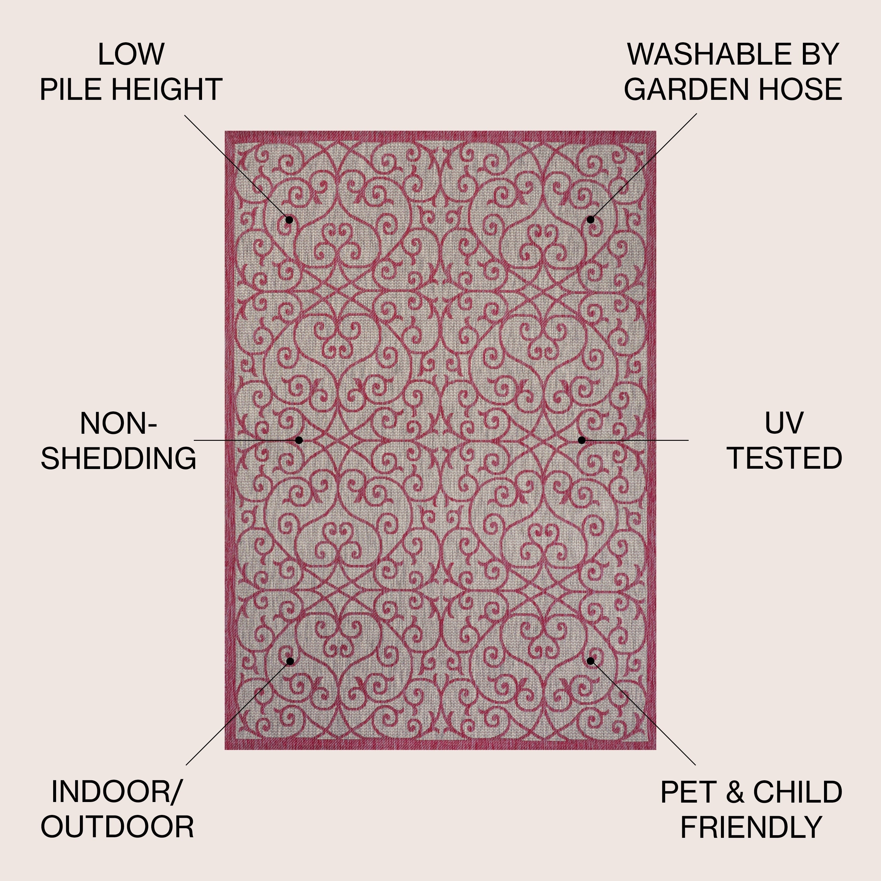 Tapis d'intérieur/extérieur à tissage texturé JONATHAN Y Ourika