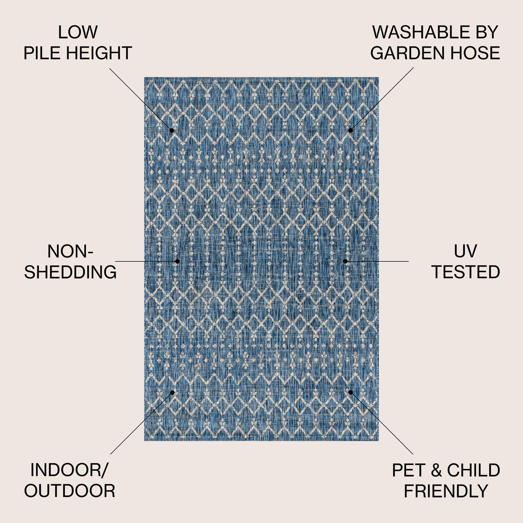 Tapis d'intérieur/extérieur JONATHAN Y Trebol à tissage géométrique texturé marocain