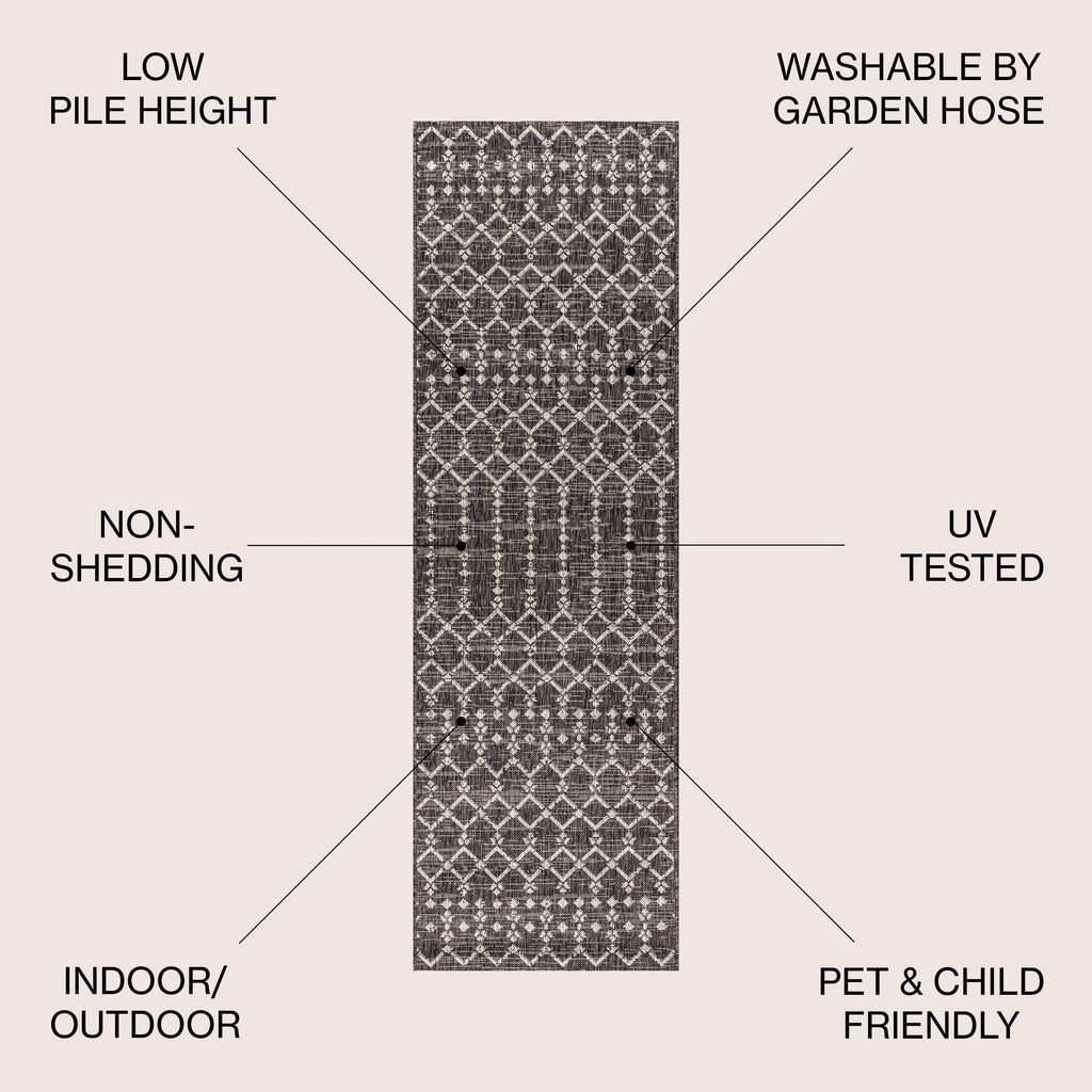 Tapis d'intérieur/extérieur JONATHAN Y Trebol à tissage géométrique texturé marocain