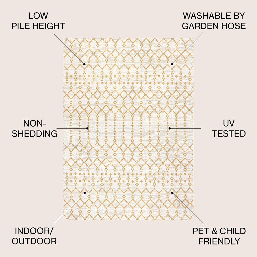 Tapis d'intérieur/extérieur JONATHAN Y Trebol à tissage géométrique texturé marocain