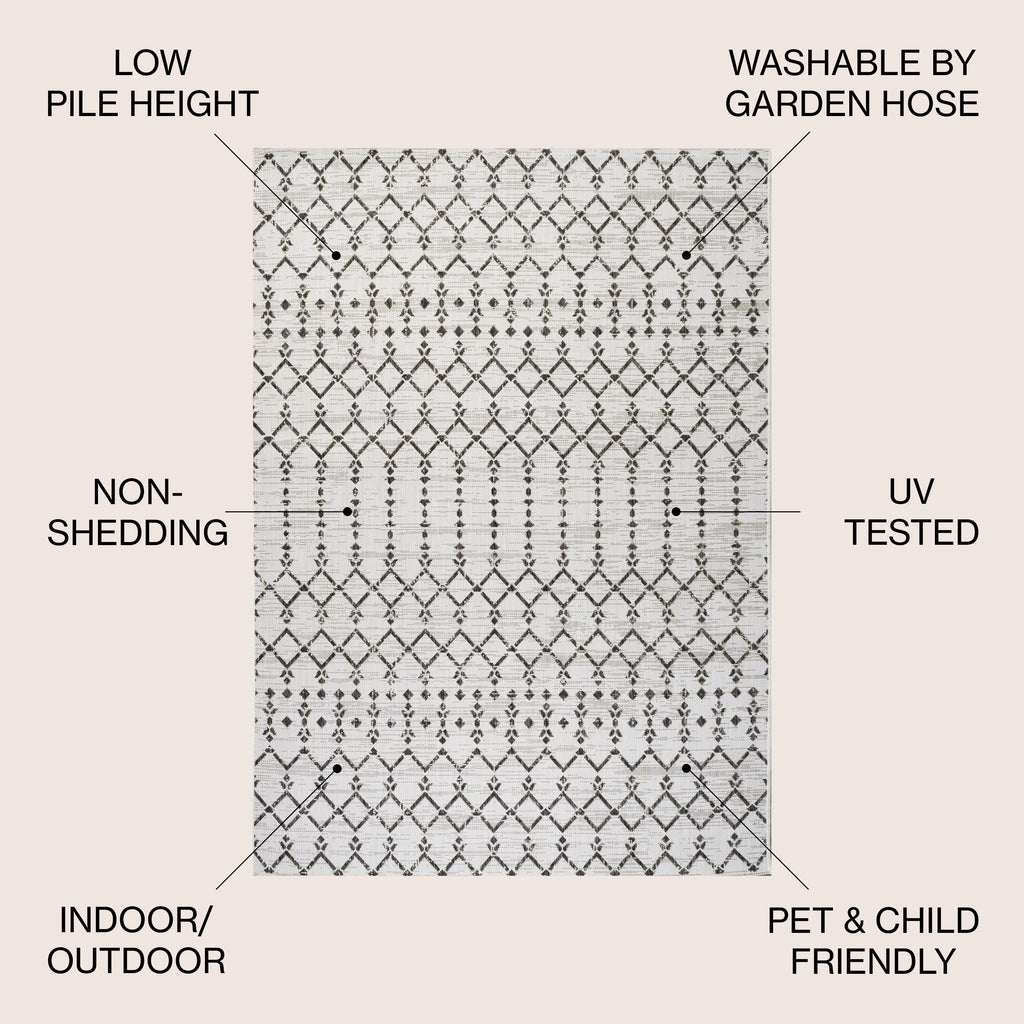 Tapis d'intérieur/extérieur JONATHAN Y Trebol à tissage géométrique texturé marocain