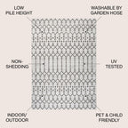 Tapis d'intérieur/extérieur JONATHAN Y Trebol à tissage géométrique texturé marocain