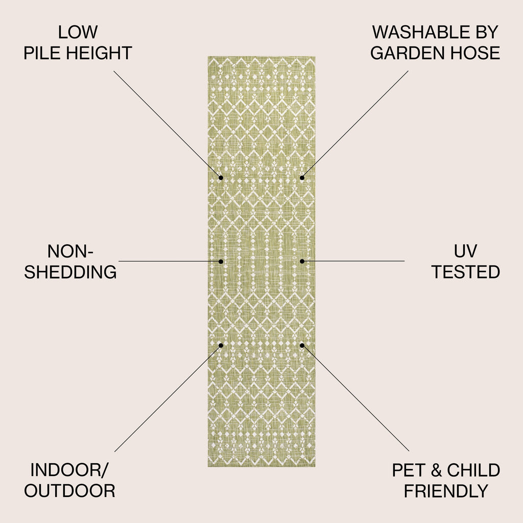 Tapis d'intérieur/extérieur JONATHAN Y Trebol à tissage géométrique texturé marocain