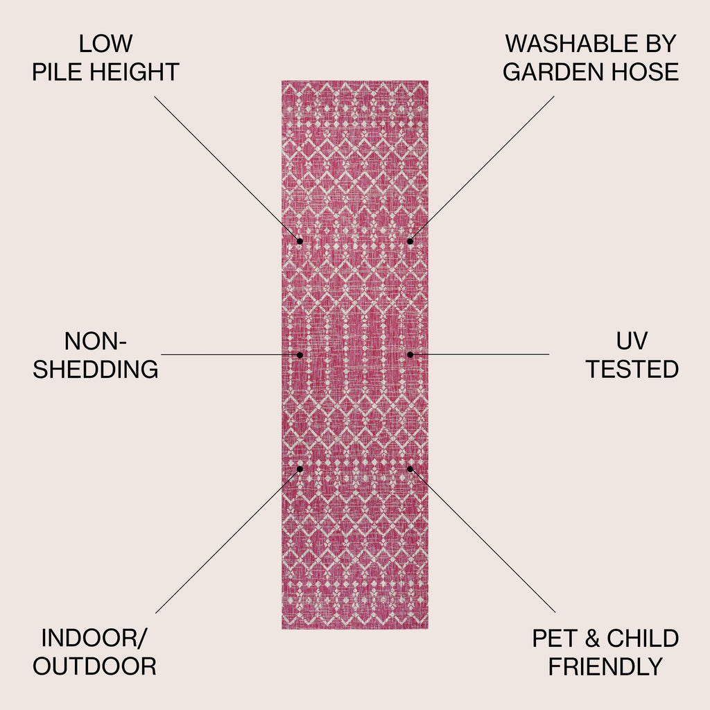 Tapis d'intérieur/extérieur JONATHAN Y Trebol à tissage géométrique texturé marocain